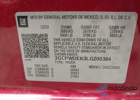 2020 Chevrolet Silverado 1500 2Wd Short Bed Rst from USA, damaged, VIN 3GCPWDEK3LG200384